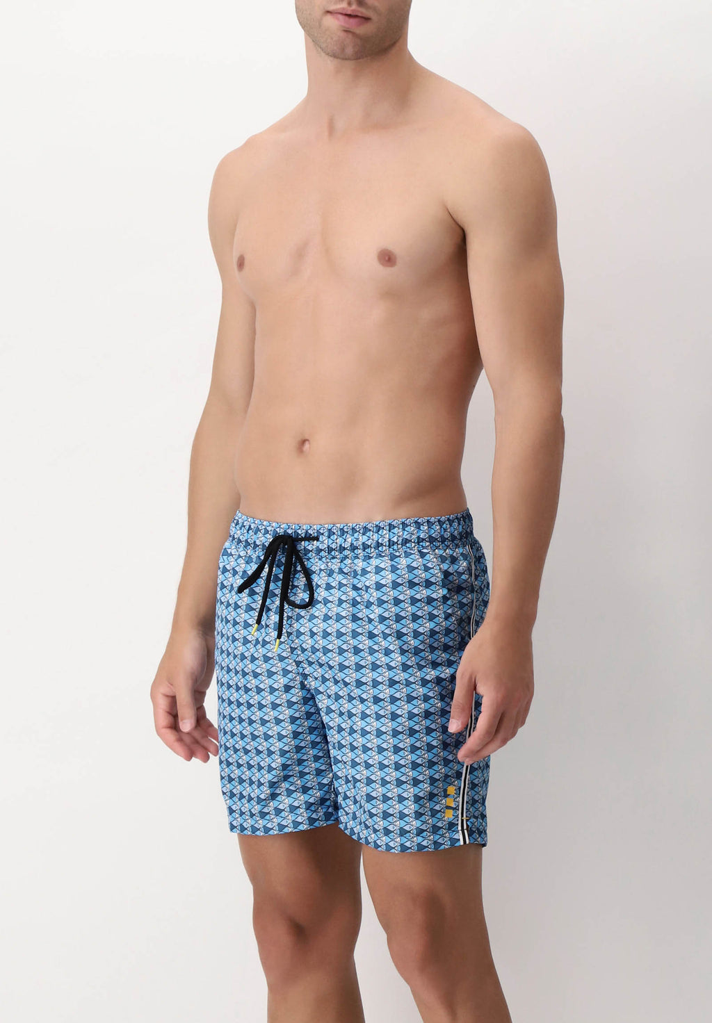 Printed Technical Fabric Swim Boxer - Blue Fish Print