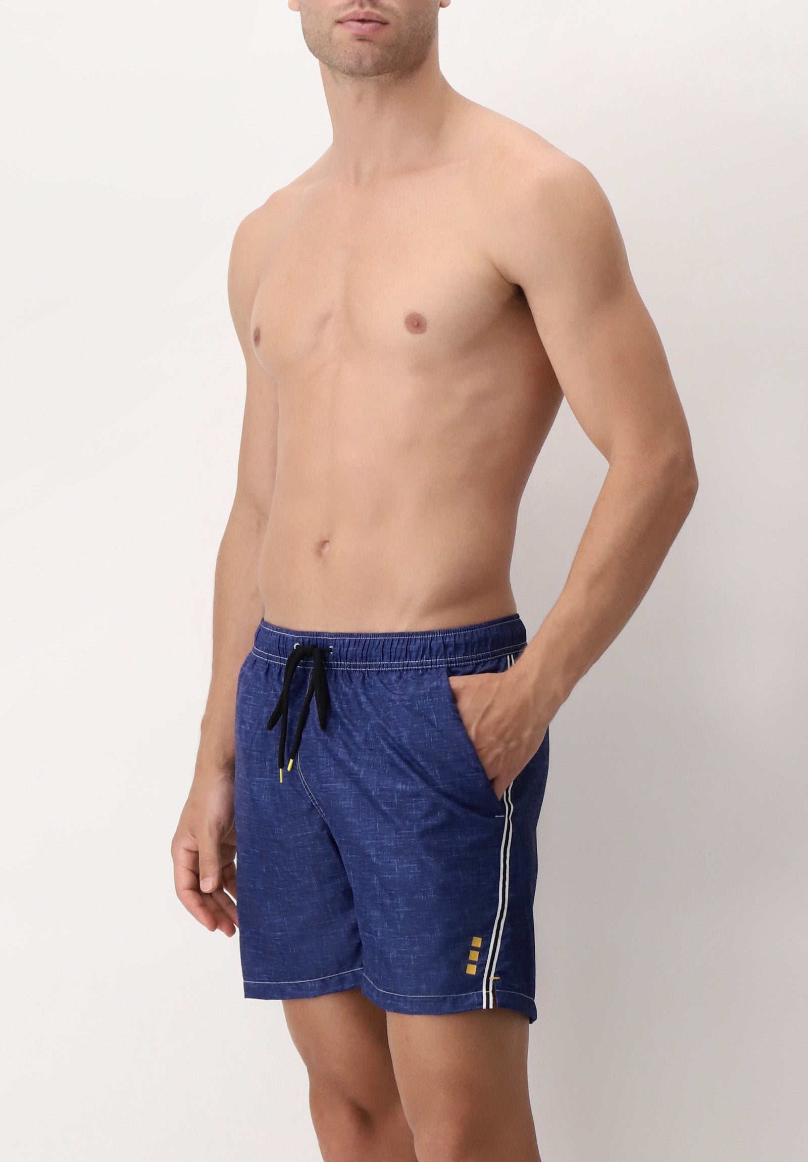 Printed Technical Fabric Swim Boxer -  Deep Blue