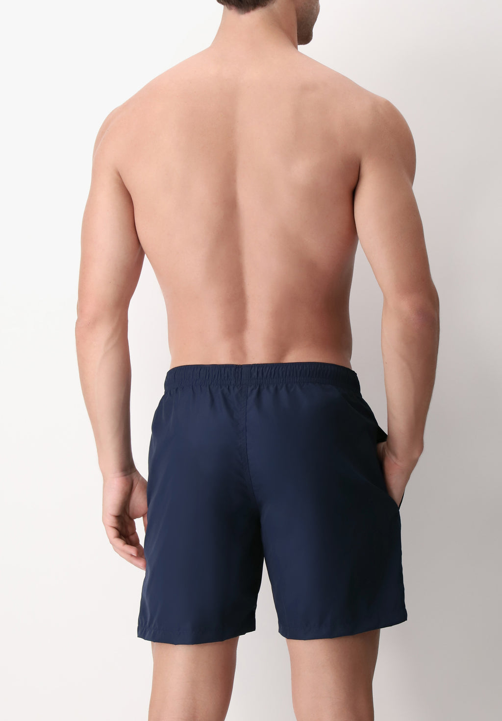 Printed Technical Fabric Swim Boxer - Navy Blue